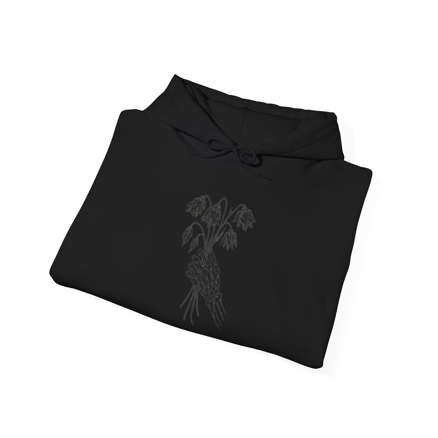 Unisex Heavy Blend Hoodie | Skeleton Hand, Flower Bouquet - Nature Lovers, Gift for Her, Casual, Trendy Unisex Clothing, Perfect for Spring