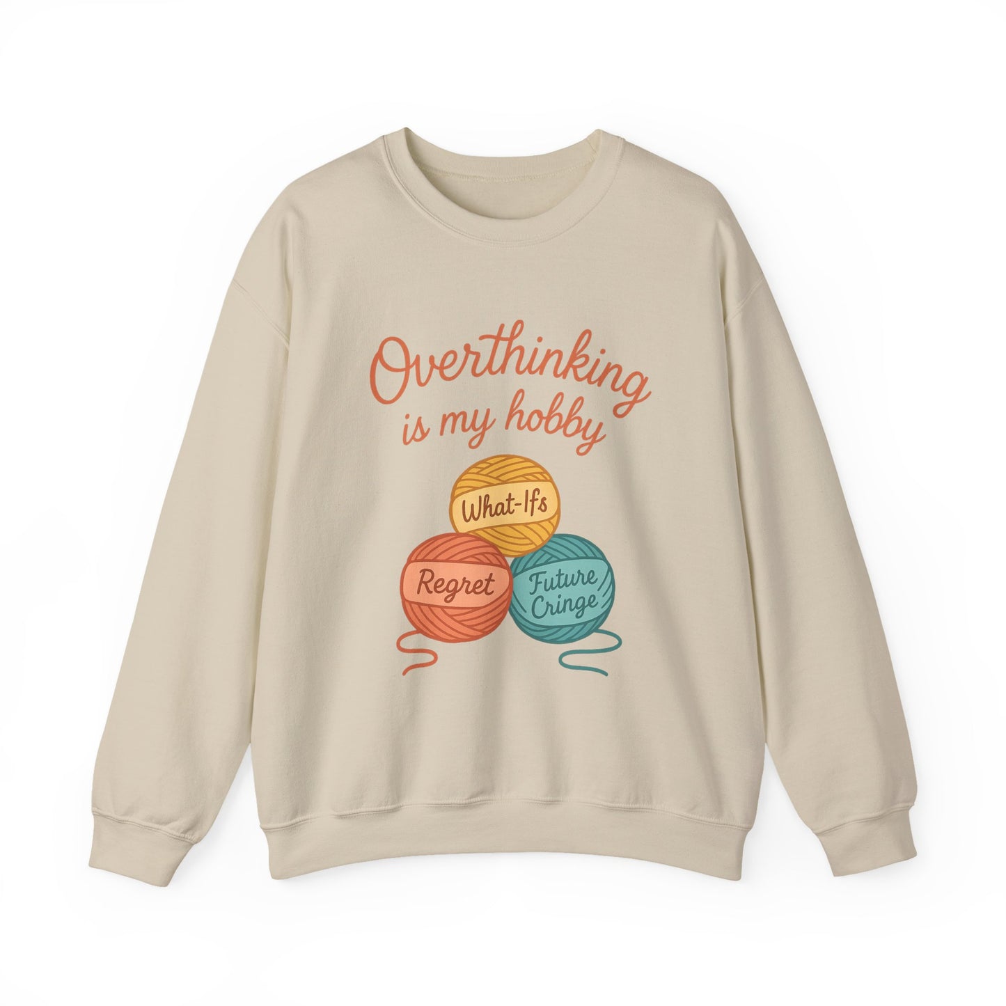 Cozy Unisex Crewneck | Overthinking Is My Hobby Sweatshirt - Thoughtful Souls, Ideal Gift for Friends, Self-Care Everyday Wear