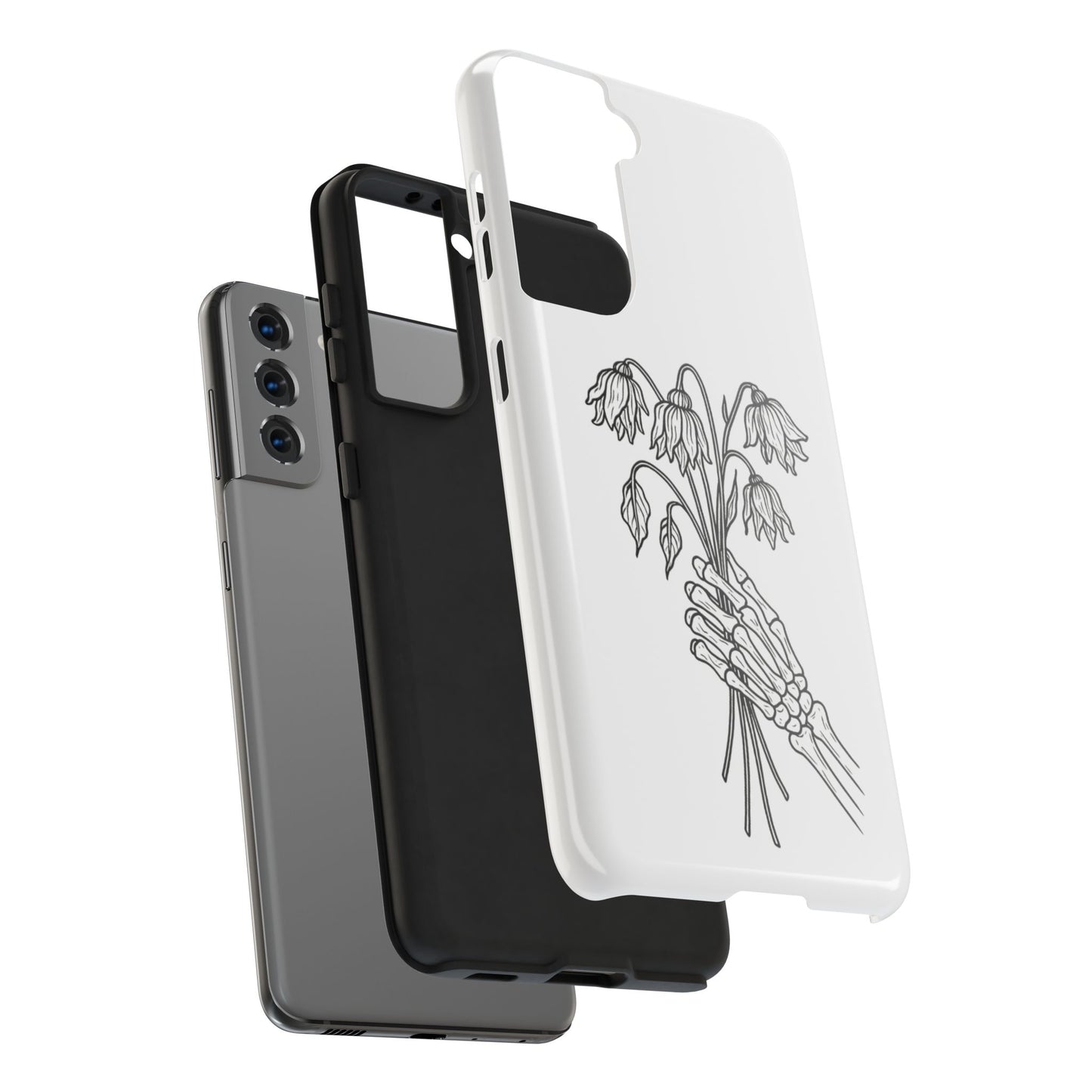 Phone Case | Skeleton Hand, Flower Bouquet - Tough and Stylish, Skeleton Design, Perfect for Grunge Lovers, Unique Gift for Everyday Use