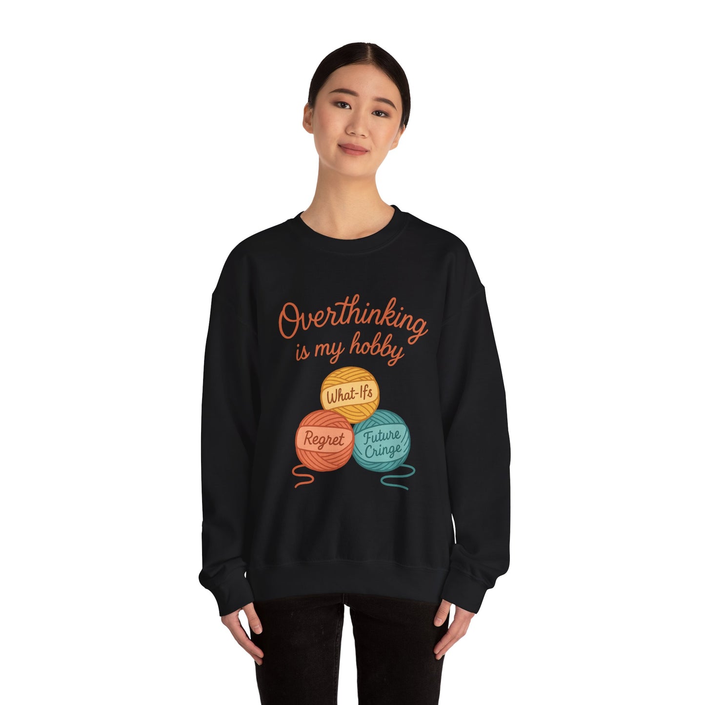 Cozy Unisex Crewneck | Overthinking Is My Hobby Sweatshirt - Thoughtful Souls, Ideal Gift for Friends, Self-Care Everyday Wear