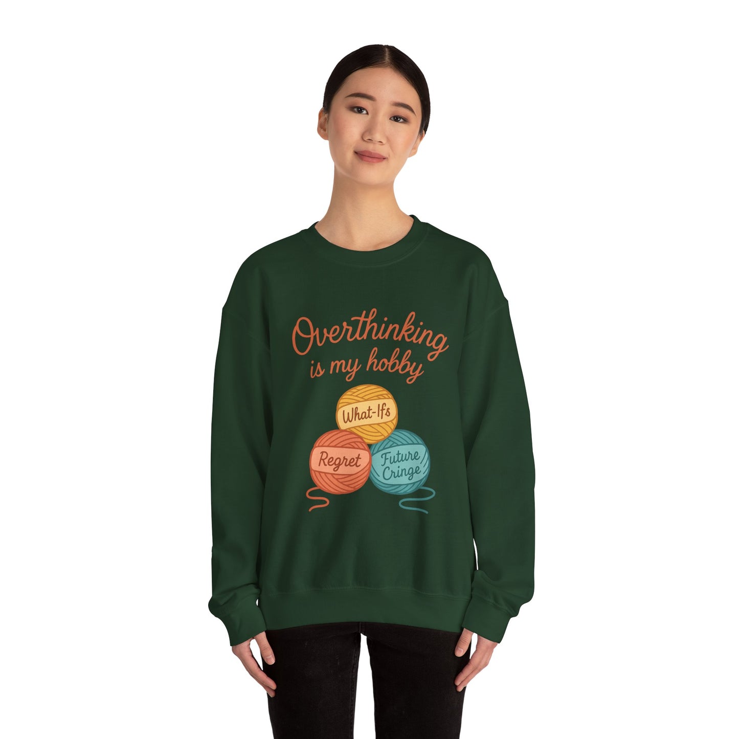 Cozy Unisex Crewneck | Overthinking Is My Hobby Sweatshirt - Thoughtful Souls, Ideal Gift for Friends, Self-Care Everyday Wear