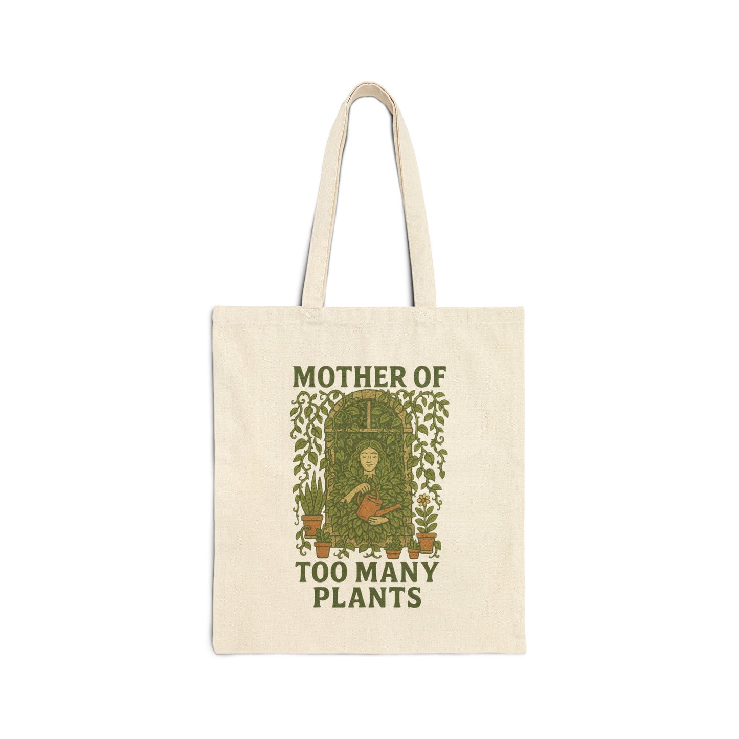 Canvas Tote Bag | Mother of Too Many Plants - Eco-Friendly Bag, Gardening Gift, Shopping Tote, Nature Lover