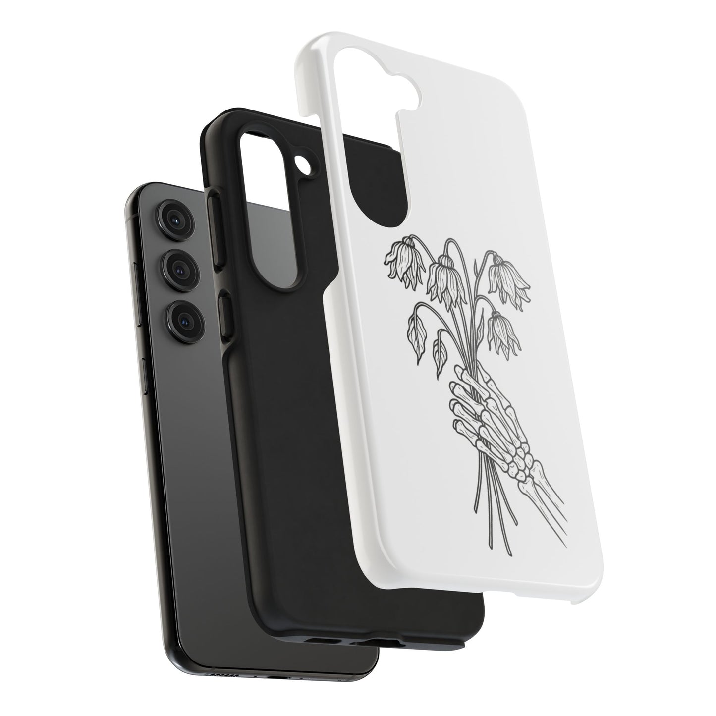 Phone Case | Skeleton Hand, Flower Bouquet - Tough and Stylish, Skeleton Design, Perfect for Grunge Lovers, Unique Gift for Everyday Use