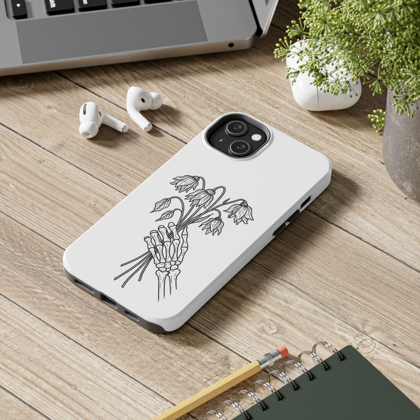 Phone Case | Skeleton Hand, Flower Bouquet - Tough and Stylish, Skeleton Design, Perfect for Grunge Lovers, Unique Gift for Everyday Use