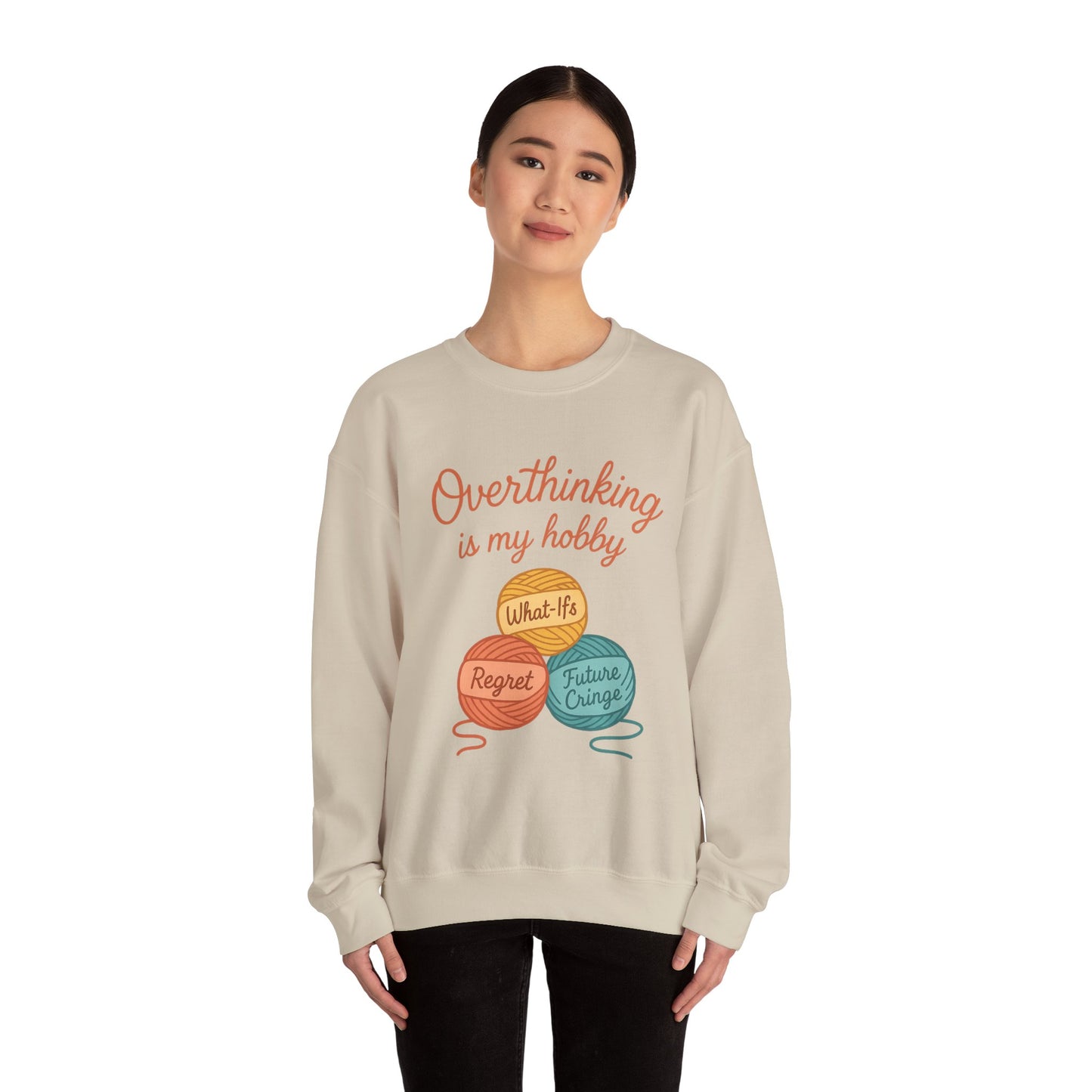 Cozy Unisex Crewneck | Overthinking Is My Hobby Sweatshirt - Thoughtful Souls, Ideal Gift for Friends, Self-Care Everyday Wear