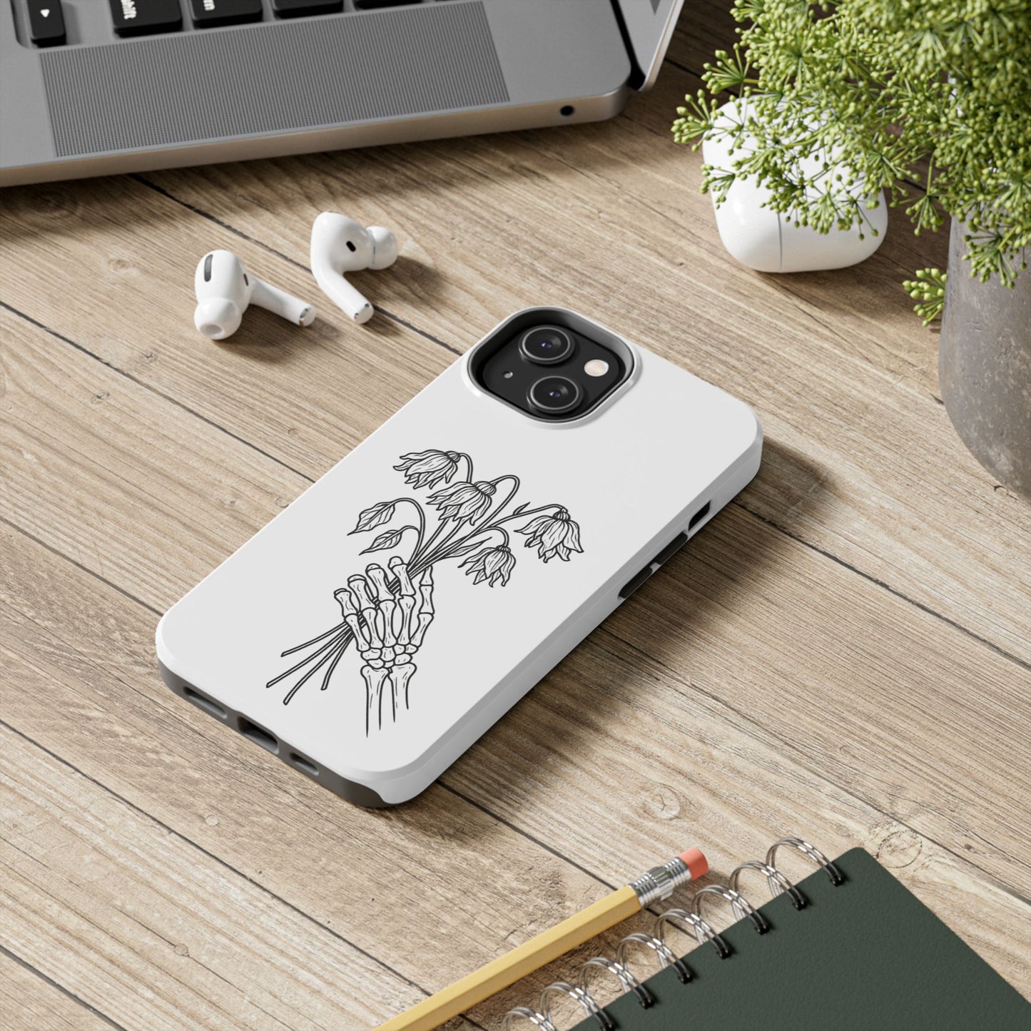 Phone Case | Skeleton Hand, Flower Bouquet - Tough and Stylish, Skeleton Design, Perfect for Grunge Lovers, Unique Gift for Everyday Use