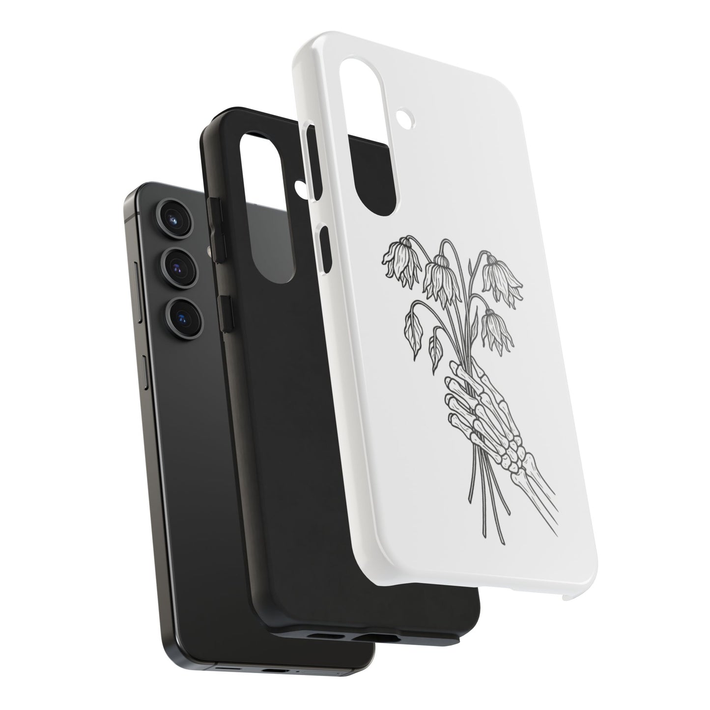 Phone Case | Skeleton Hand, Flower Bouquet - Tough and Stylish, Skeleton Design, Perfect for Grunge Lovers, Unique Gift for Everyday Use