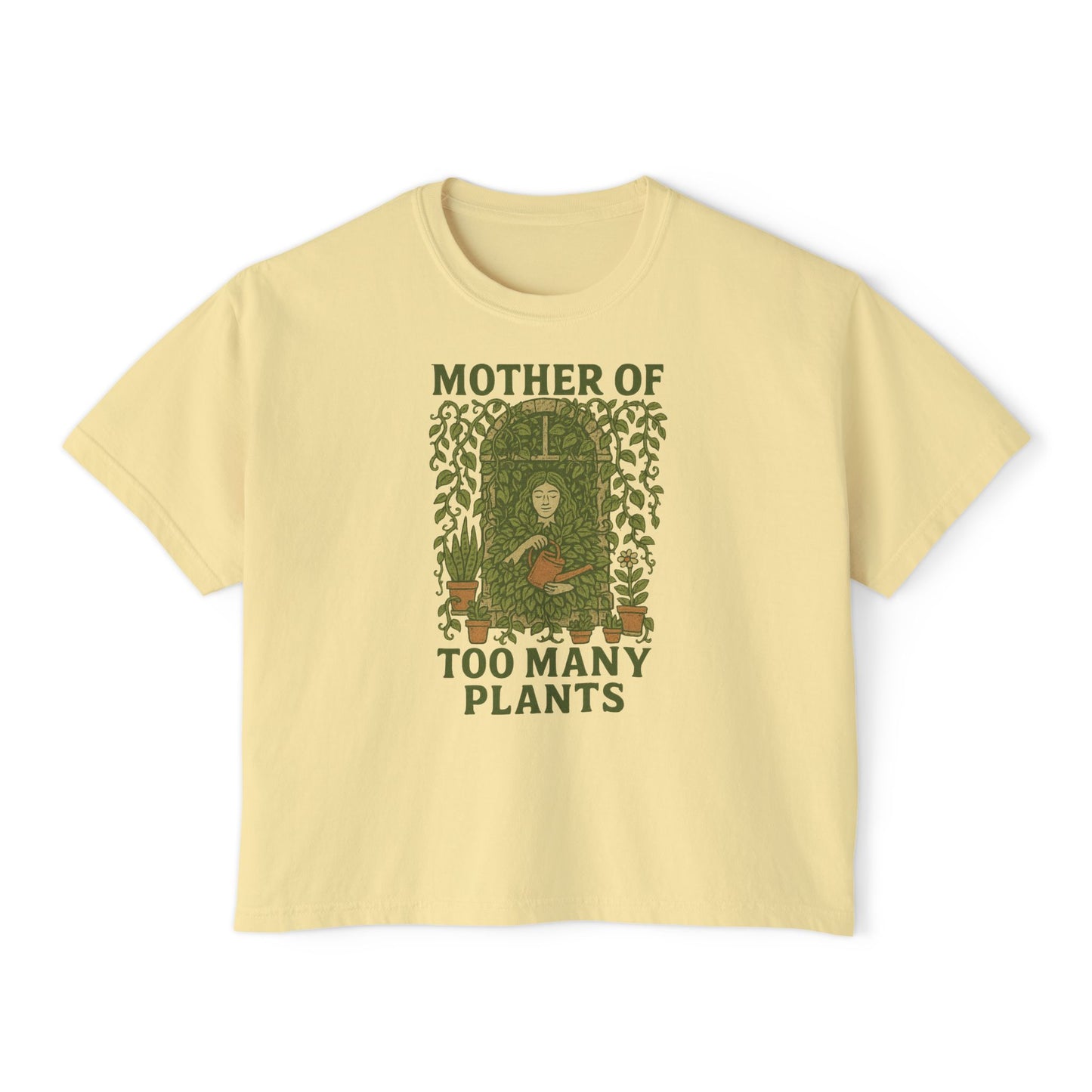 Women's Boxy Tee | Mother of Too Many Plants - Plant Lover Gift, Gardening Shirt, Eco-Friendly T-Shirt
