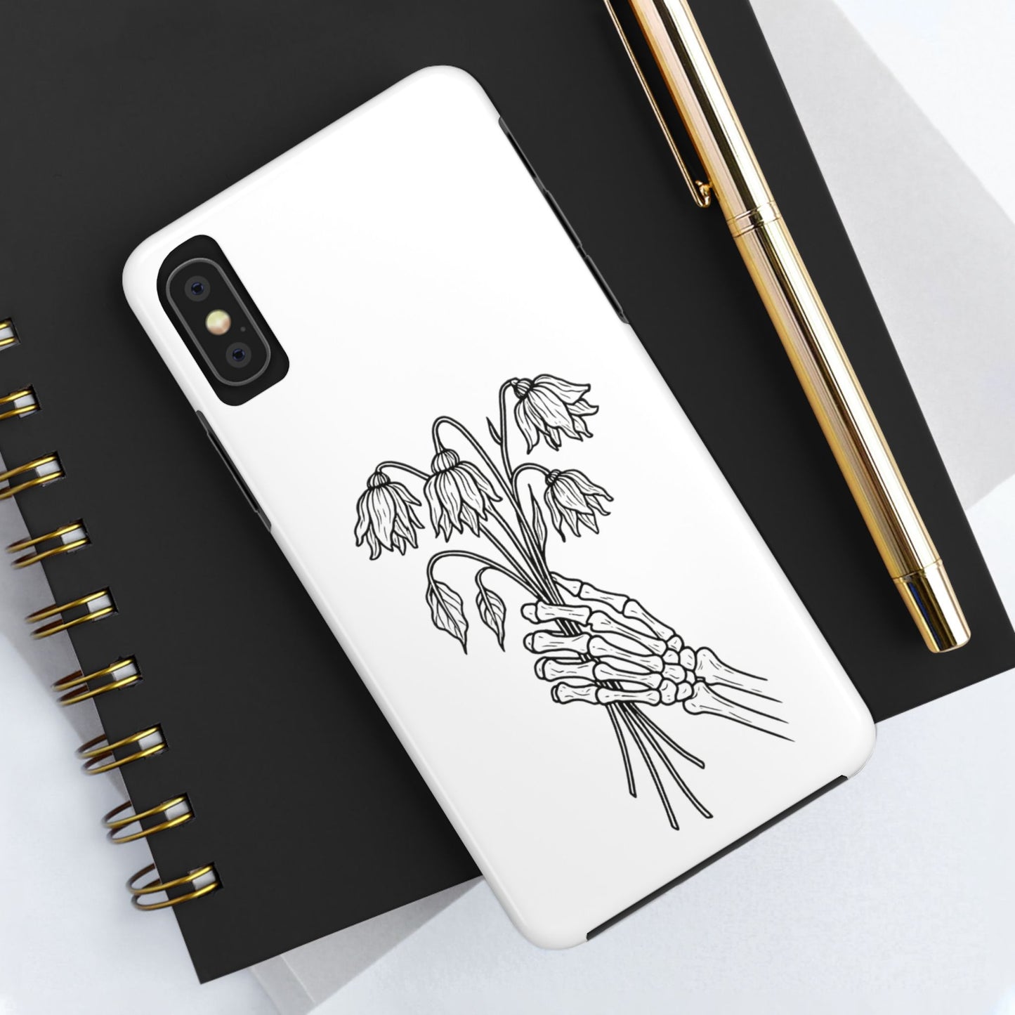 Phone Case | Skeleton Hand, Flower Bouquet - Tough and Stylish, Skeleton Design, Perfect for Grunge Lovers, Unique Gift for Everyday Use