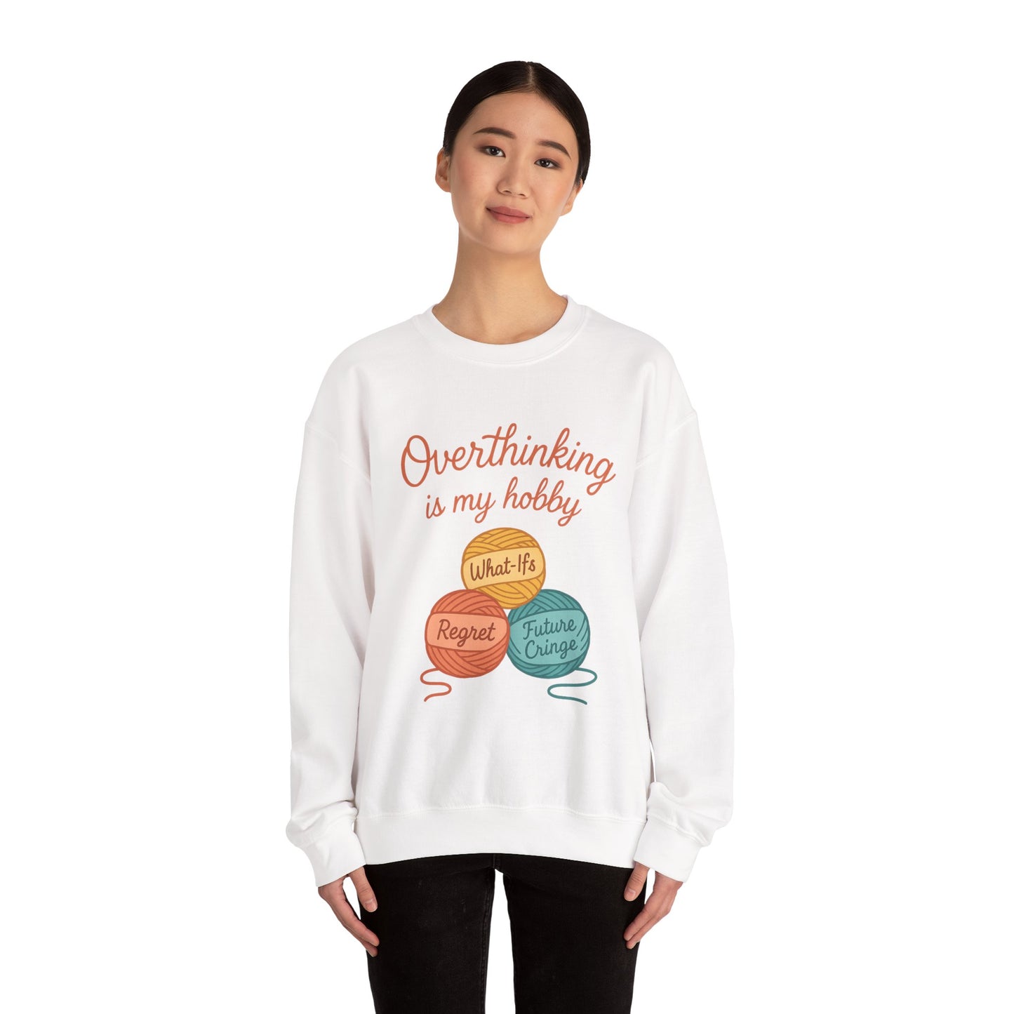 Cozy Unisex Crewneck | Overthinking Is My Hobby Sweatshirt - Thoughtful Souls, Ideal Gift for Friends, Self-Care Everyday Wear