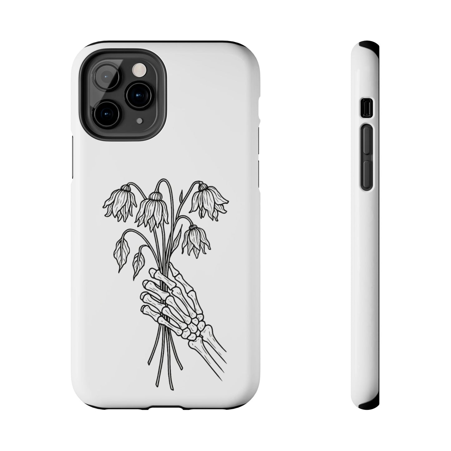 Phone Case | Skeleton Hand, Flower Bouquet - Tough and Stylish, Skeleton Design, Perfect for Grunge Lovers, Unique Gift for Everyday Use