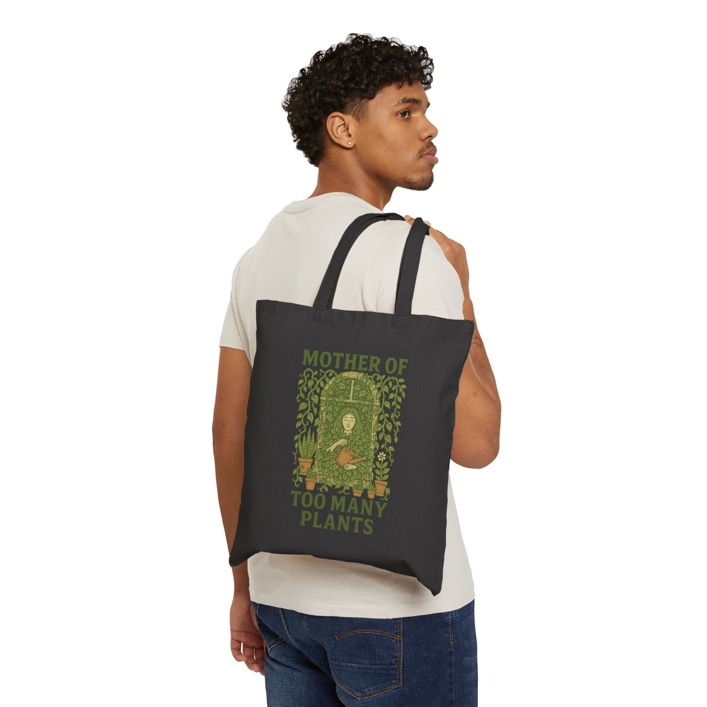 Canvas Tote Bag | Mother of Too Many Plants - Eco-Friendly Bag, Gardening Gift, Shopping Tote, Nature Lover