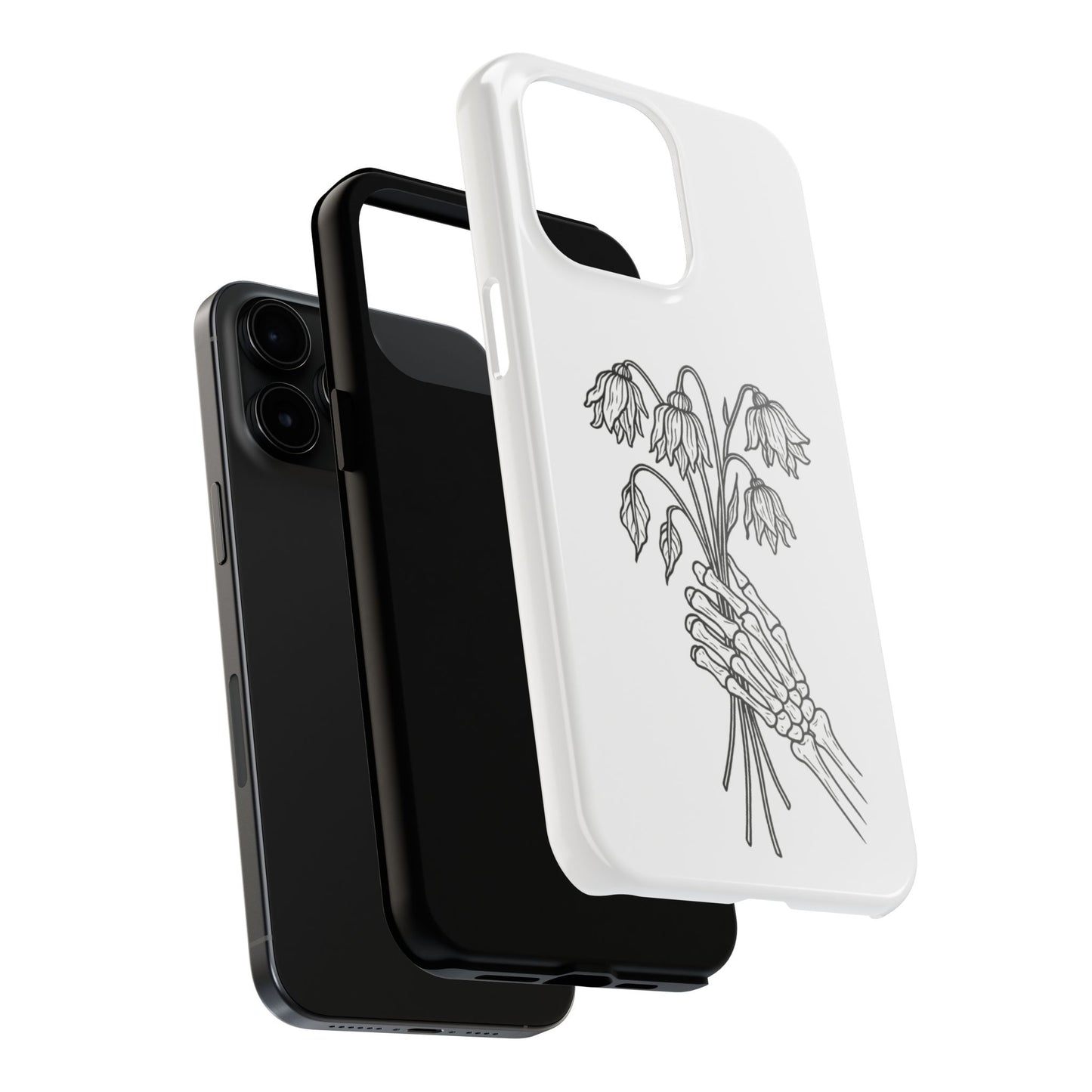Phone Case | Skeleton Hand, Flower Bouquet - Tough and Stylish, Skeleton Design, Perfect for Grunge Lovers, Unique Gift for Everyday Use