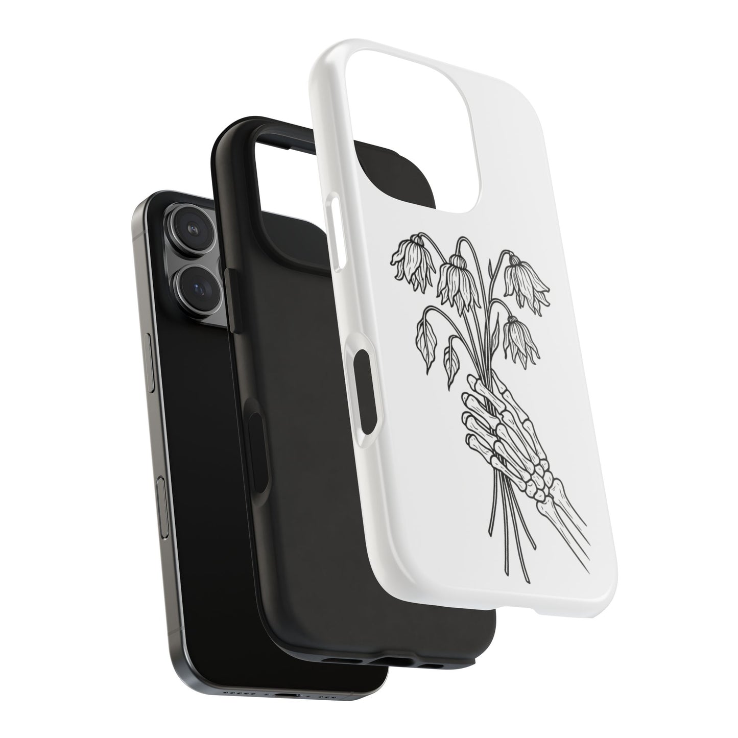 Phone Case | Skeleton Hand, Flower Bouquet - Tough and Stylish, Skeleton Design, Perfect for Grunge Lovers, Unique Gift for Everyday Use
