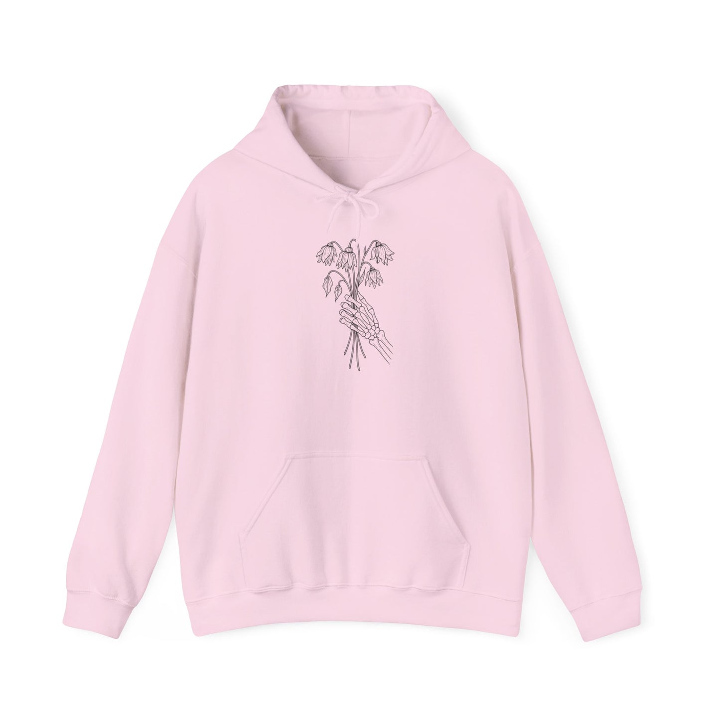 Unisex Heavy Blend Hoodie | Skeleton Hand, Flower Bouquet - Nature Lovers, Gift for Her, Casual, Trendy Unisex Clothing, Perfect for Spring