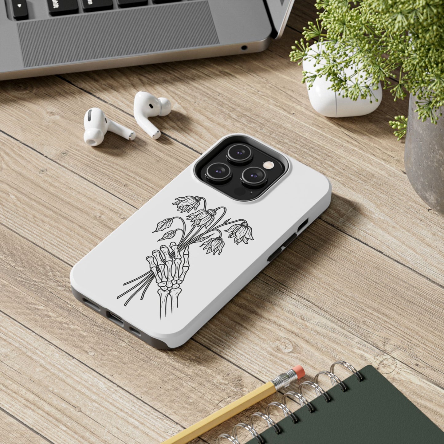 Phone Case | Skeleton Hand, Flower Bouquet - Tough and Stylish, Skeleton Design, Perfect for Grunge Lovers, Unique Gift for Everyday Use