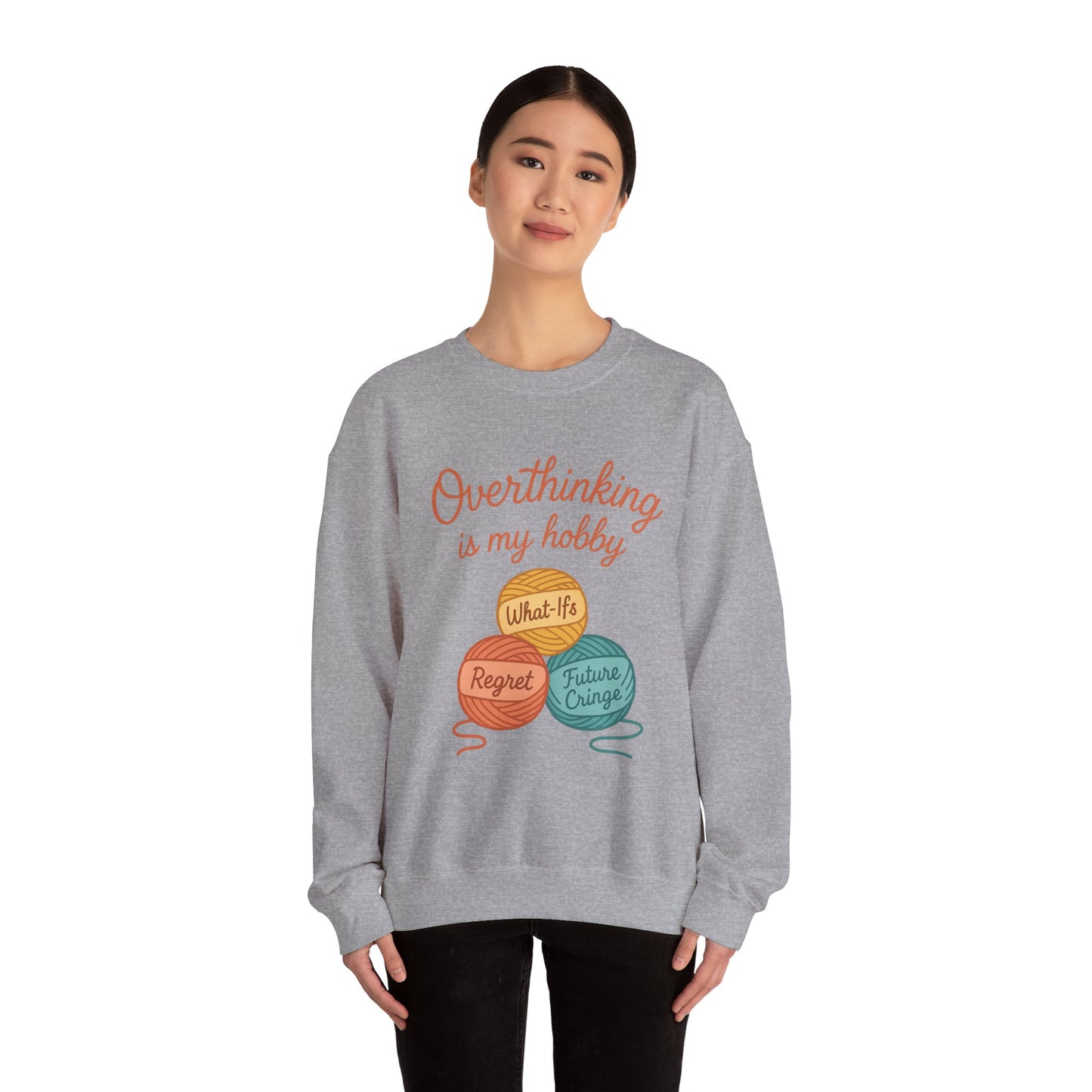Cozy Unisex Crewneck | Overthinking Is My Hobby Sweatshirt - Thoughtful Souls, Ideal Gift for Friends, Self-Care Everyday Wear