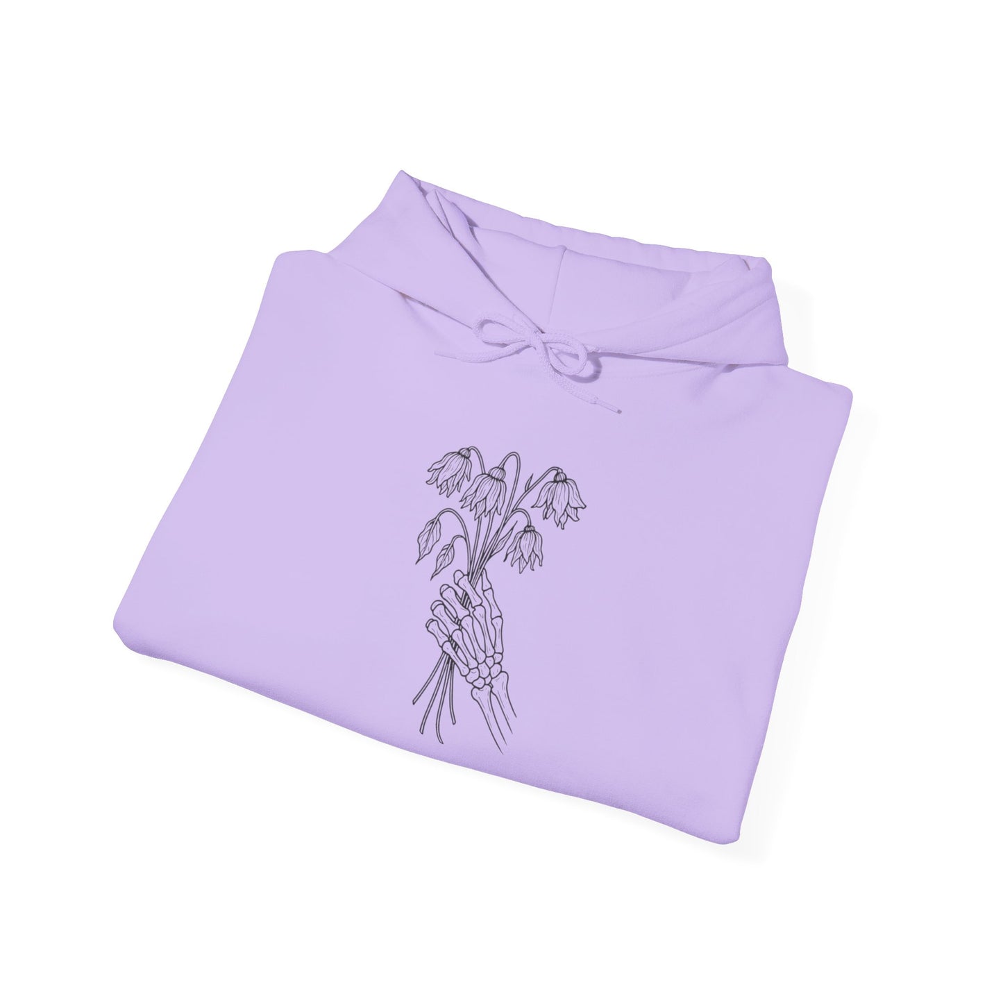 Unisex Heavy Blend Hoodie | Skeleton Hand, Flower Bouquet - Nature Lovers, Gift for Her, Casual, Trendy Unisex Clothing, Perfect for Spring