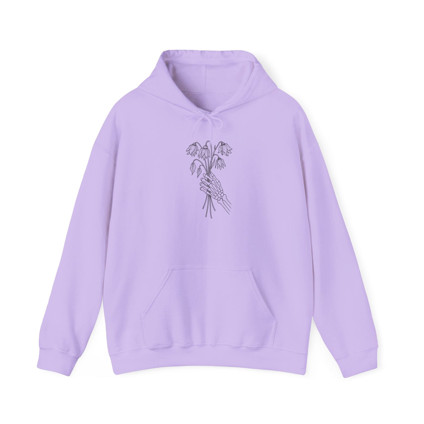 Unisex Heavy Blend Hoodie | Skeleton Hand, Flower Bouquet - Nature Lovers, Gift for Her, Casual, Trendy Unisex Clothing, Perfect for Spring