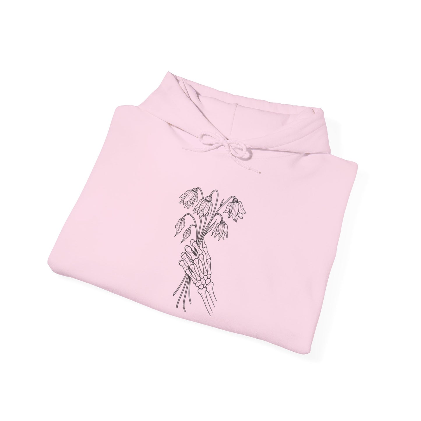 Unisex Heavy Blend Hoodie | Skeleton Hand, Flower Bouquet - Nature Lovers, Gift for Her, Casual, Trendy Unisex Clothing, Perfect for Spring