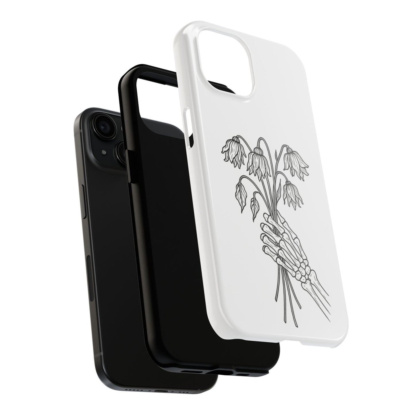 Phone Case | Skeleton Hand, Flower Bouquet - Tough and Stylish, Skeleton Design, Perfect for Grunge Lovers, Unique Gift for Everyday Use