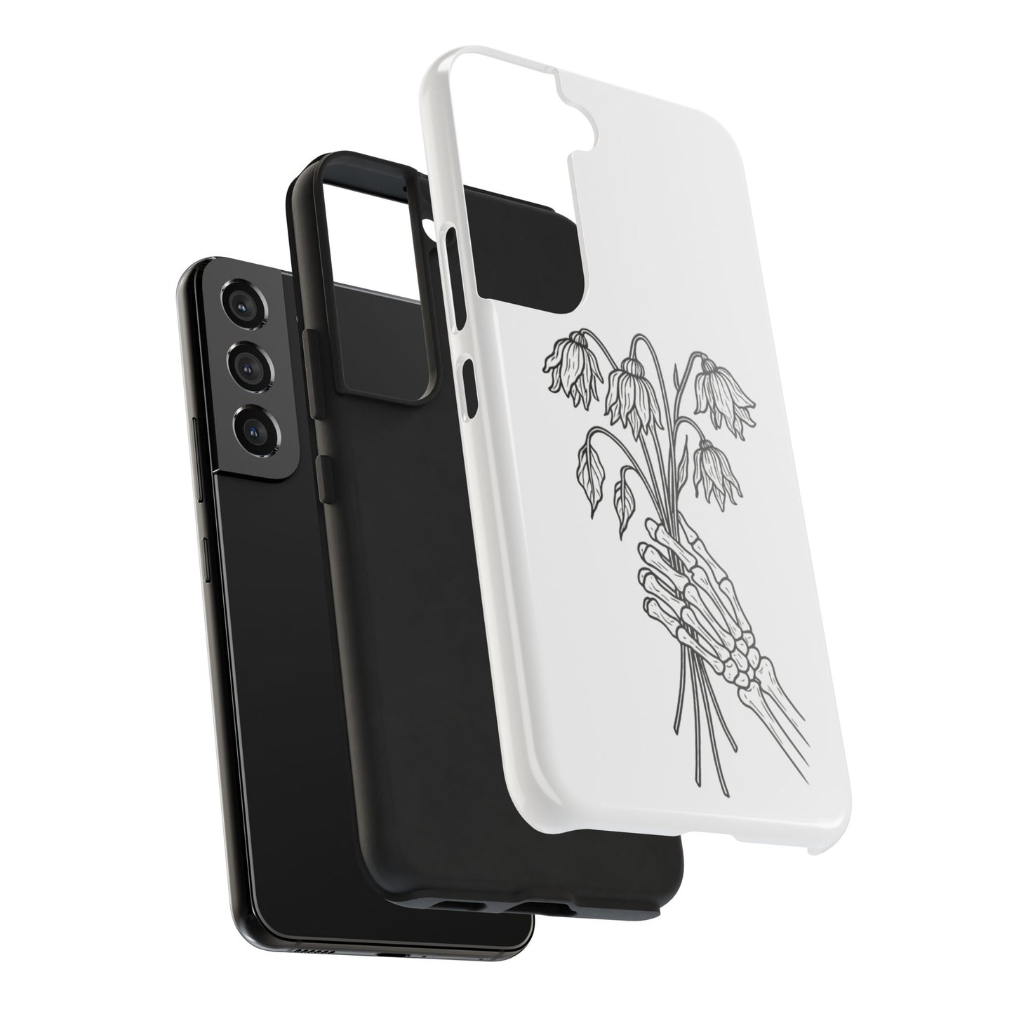 Phone Case | Skeleton Hand, Flower Bouquet - Tough and Stylish, Skeleton Design, Perfect for Grunge Lovers, Unique Gift for Everyday Use