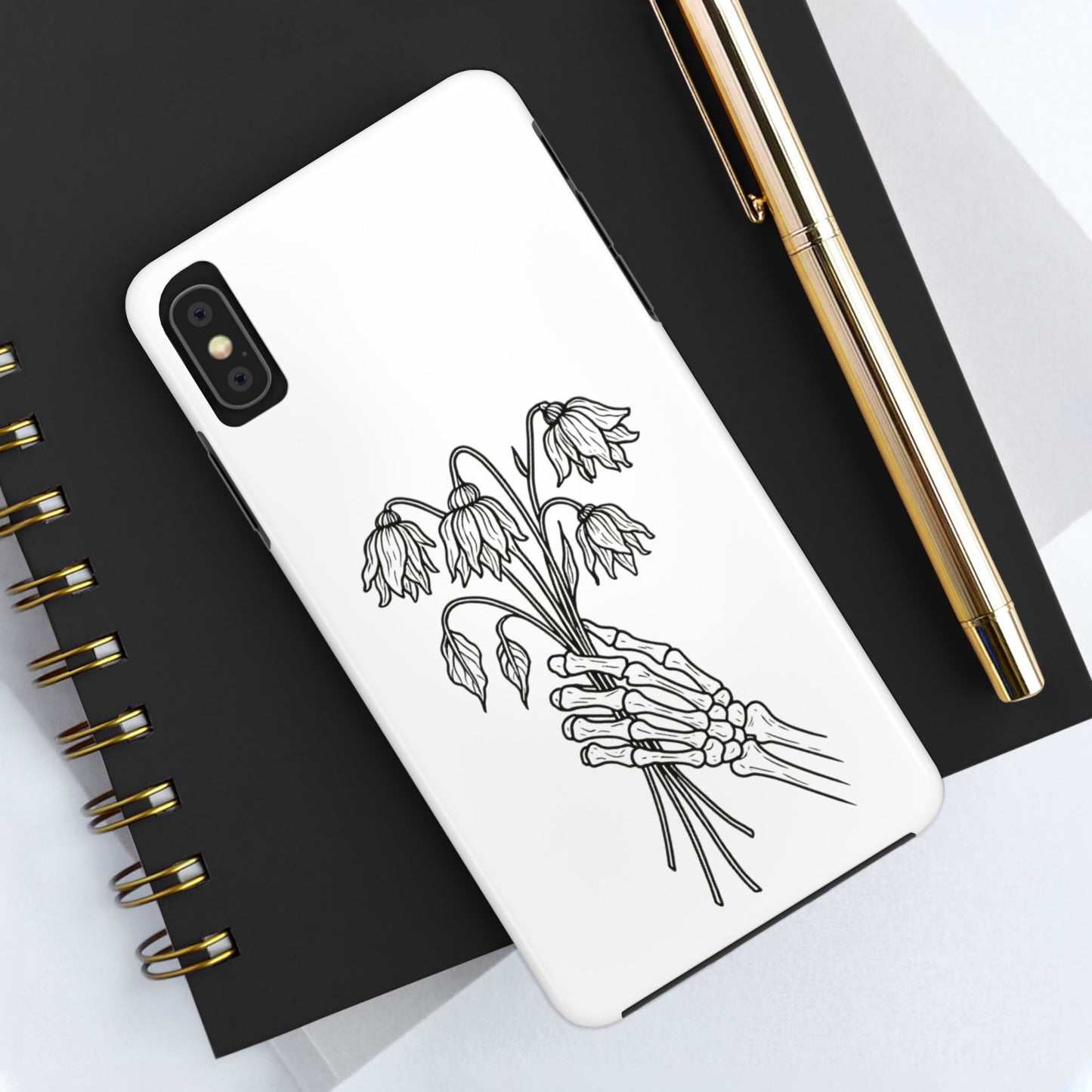 Phone Case | Skeleton Hand, Flower Bouquet - Tough and Stylish, Skeleton Design, Perfect for Grunge Lovers, Unique Gift for Everyday Use