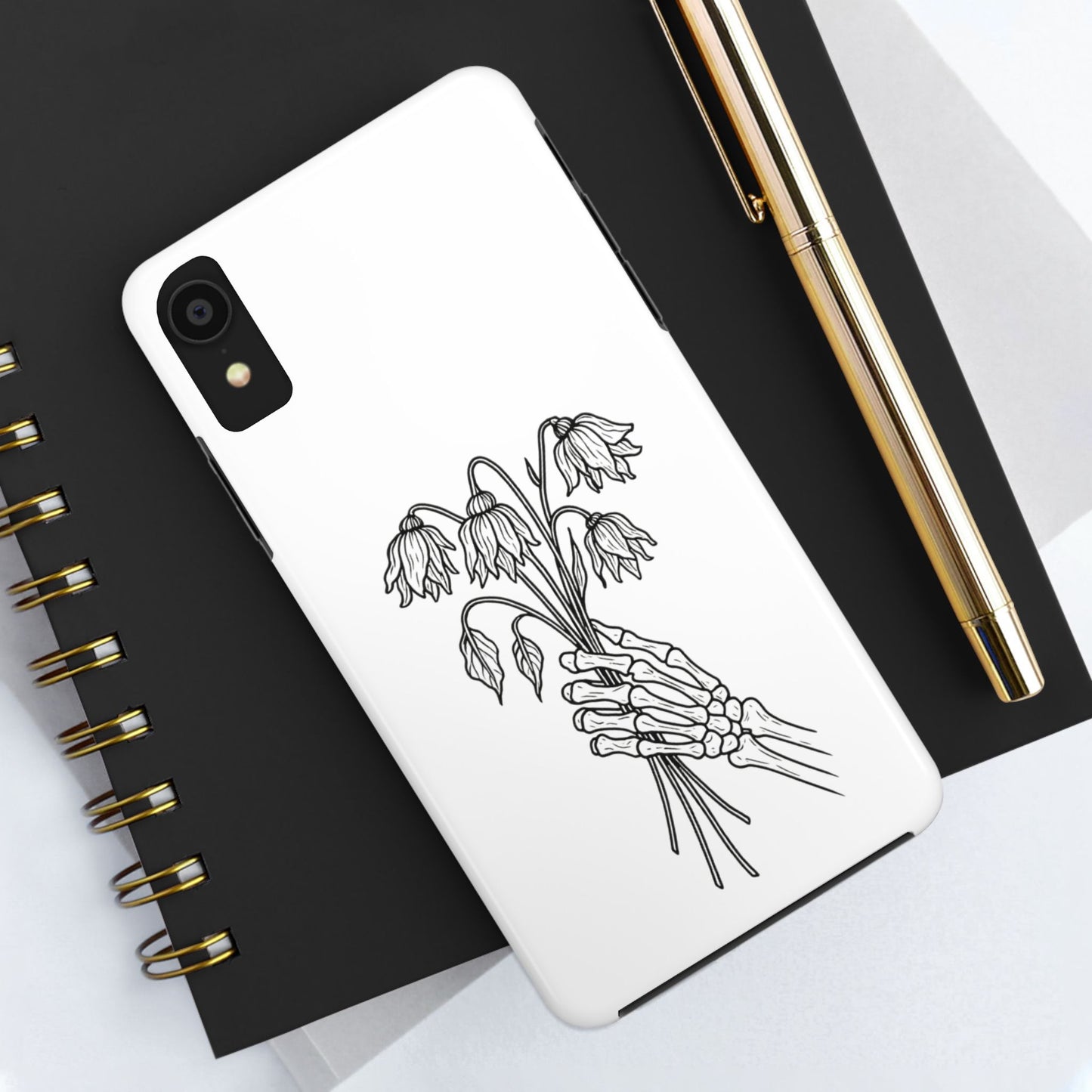 Phone Case | Skeleton Hand, Flower Bouquet - Tough and Stylish, Skeleton Design, Perfect for Grunge Lovers, Unique Gift for Everyday Use