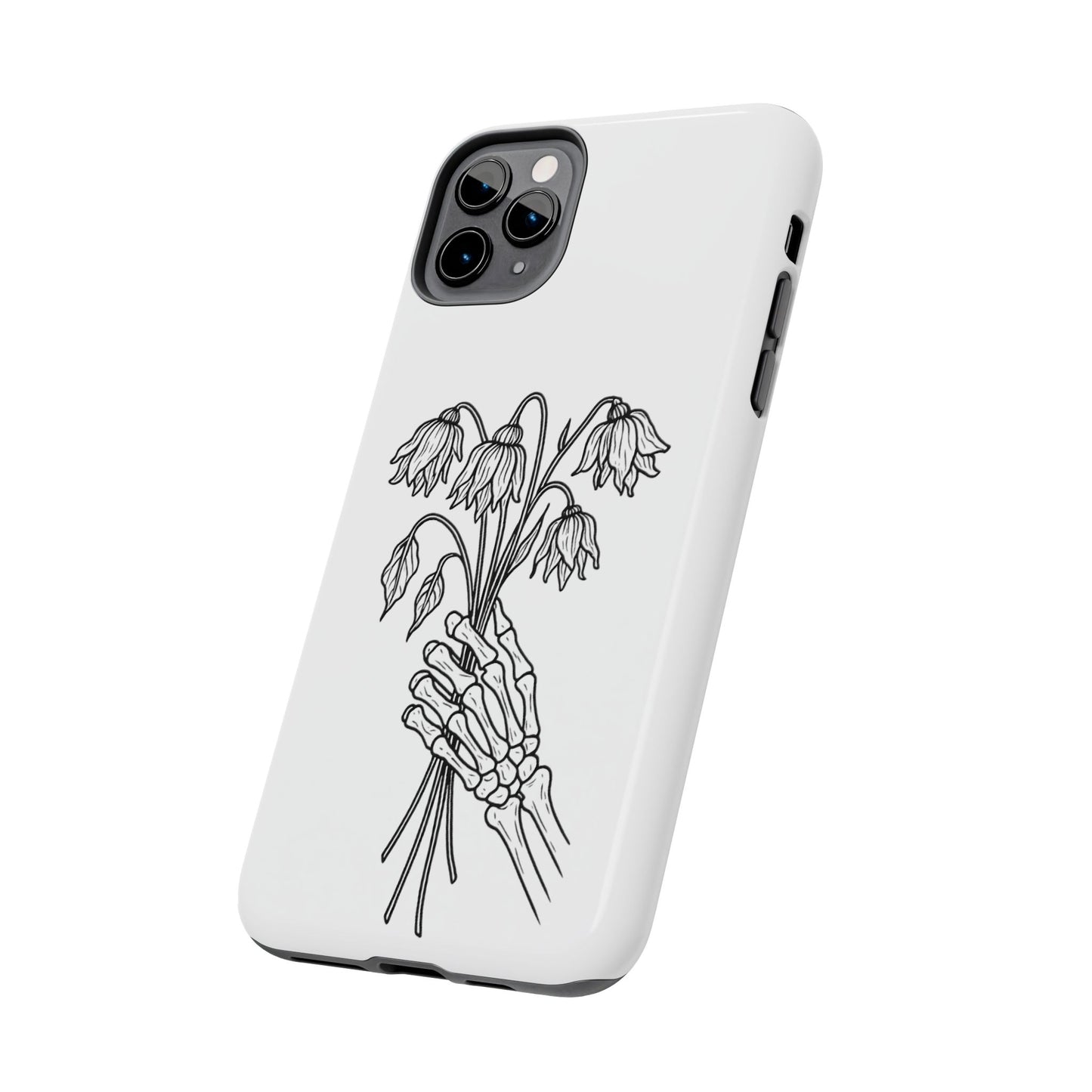 Phone Case | Skeleton Hand, Flower Bouquet - Tough and Stylish, Skeleton Design, Perfect for Grunge Lovers, Unique Gift for Everyday Use