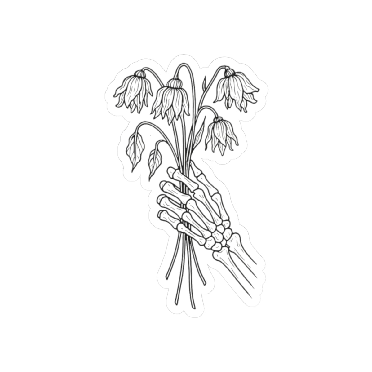 Kiss Cut Stickers | Skeleton Hand, Flower Bouquet - Gothic Floral Skeleton, Decorative Decal, DIY Scrapbooking, Unique Gifts