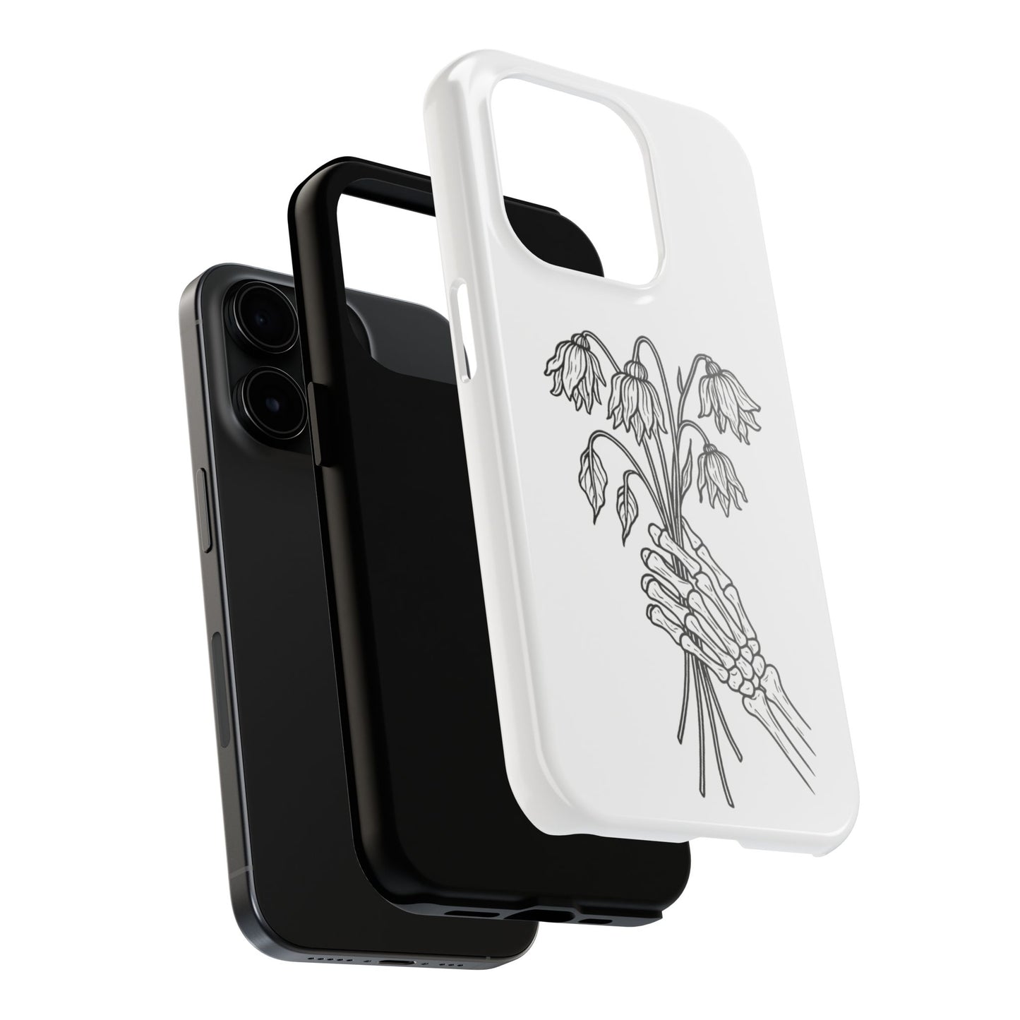 Phone Case | Skeleton Hand, Flower Bouquet - Tough and Stylish, Skeleton Design, Perfect for Grunge Lovers, Unique Gift for Everyday Use