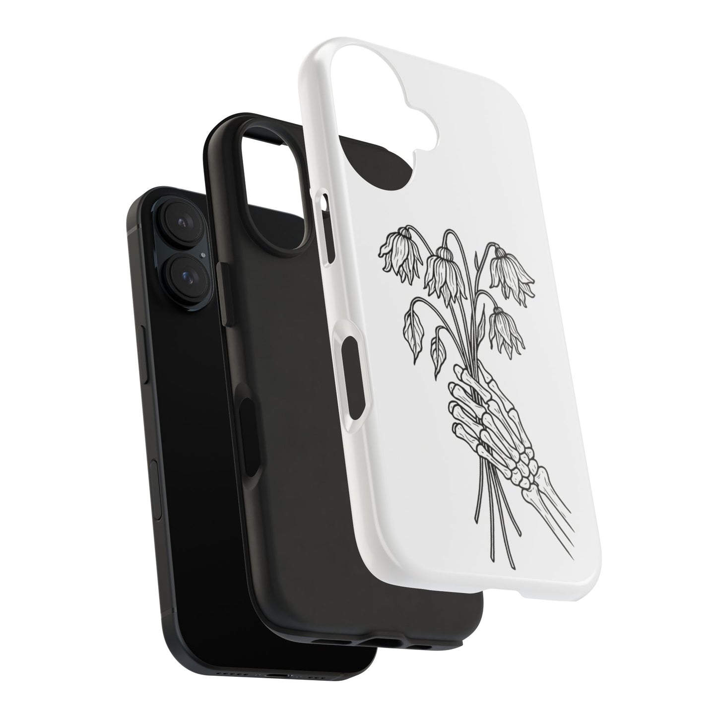 Phone Case | Skeleton Hand, Flower Bouquet - Tough and Stylish, Skeleton Design, Perfect for Grunge Lovers, Unique Gift for Everyday Use