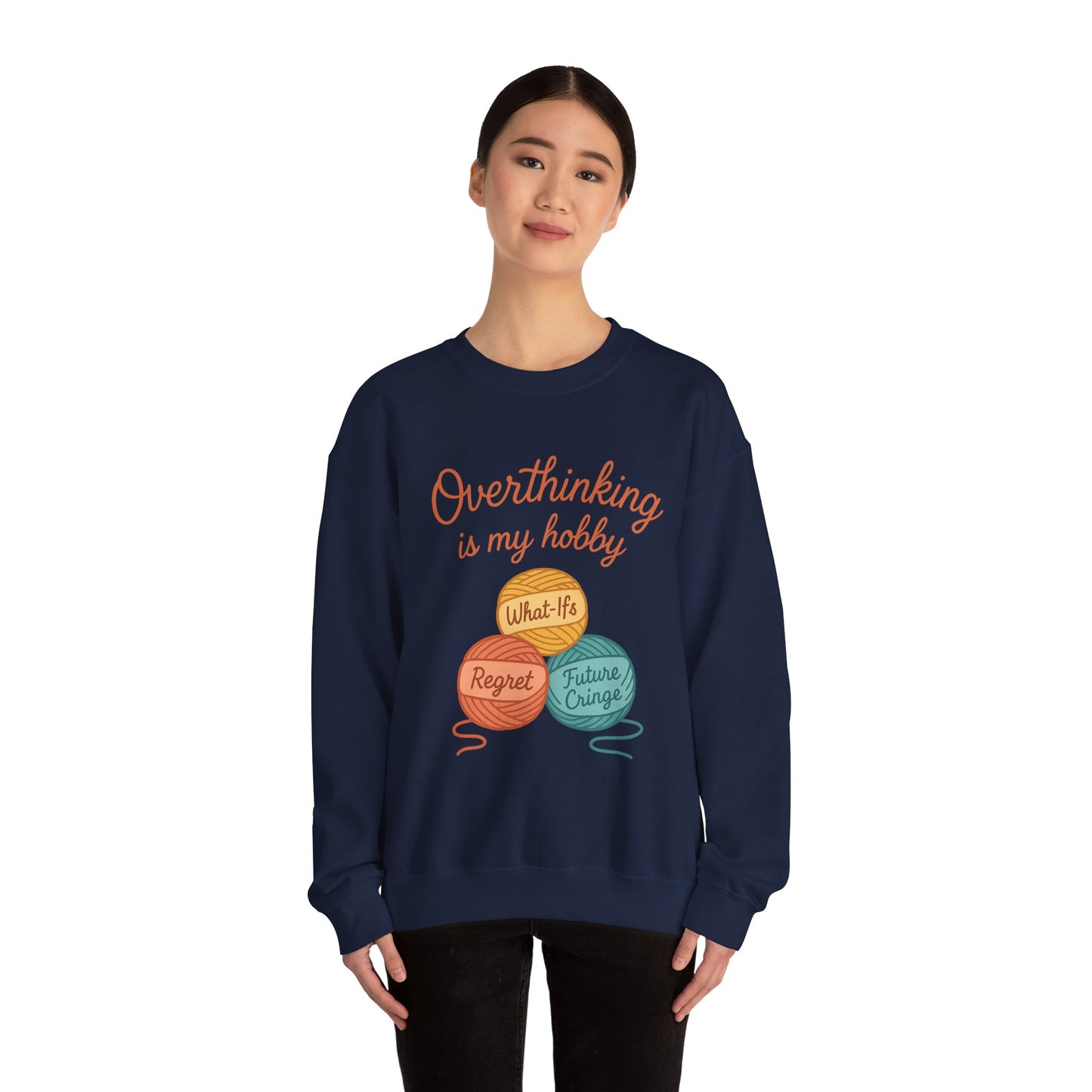 Cozy Unisex Crewneck | Overthinking Is My Hobby Sweatshirt - Thoughtful Souls, Ideal Gift for Friends, Self-Care Everyday Wear