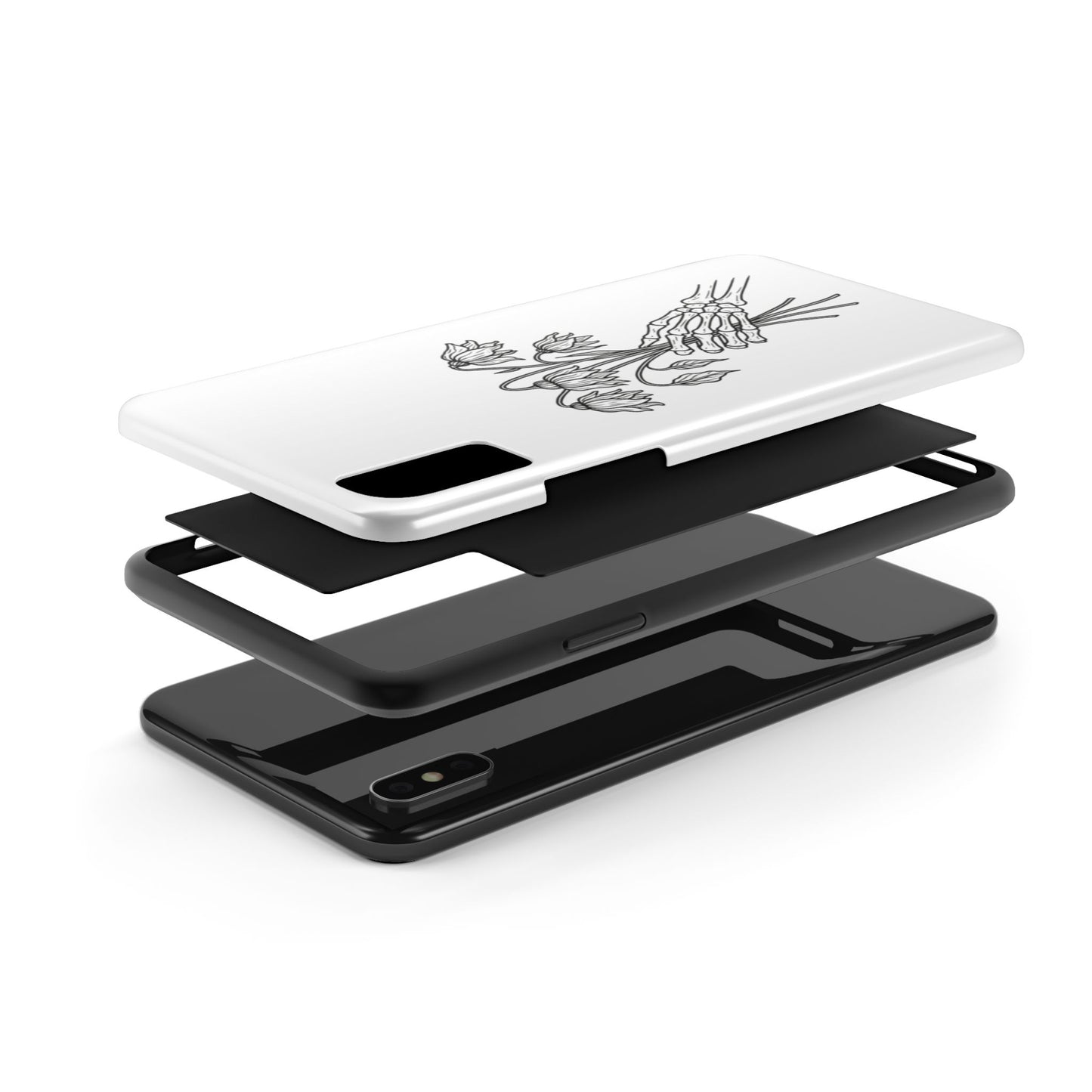 Phone Case | Skeleton Hand, Flower Bouquet - Tough and Stylish, Skeleton Design, Perfect for Grunge Lovers, Unique Gift for Everyday Use