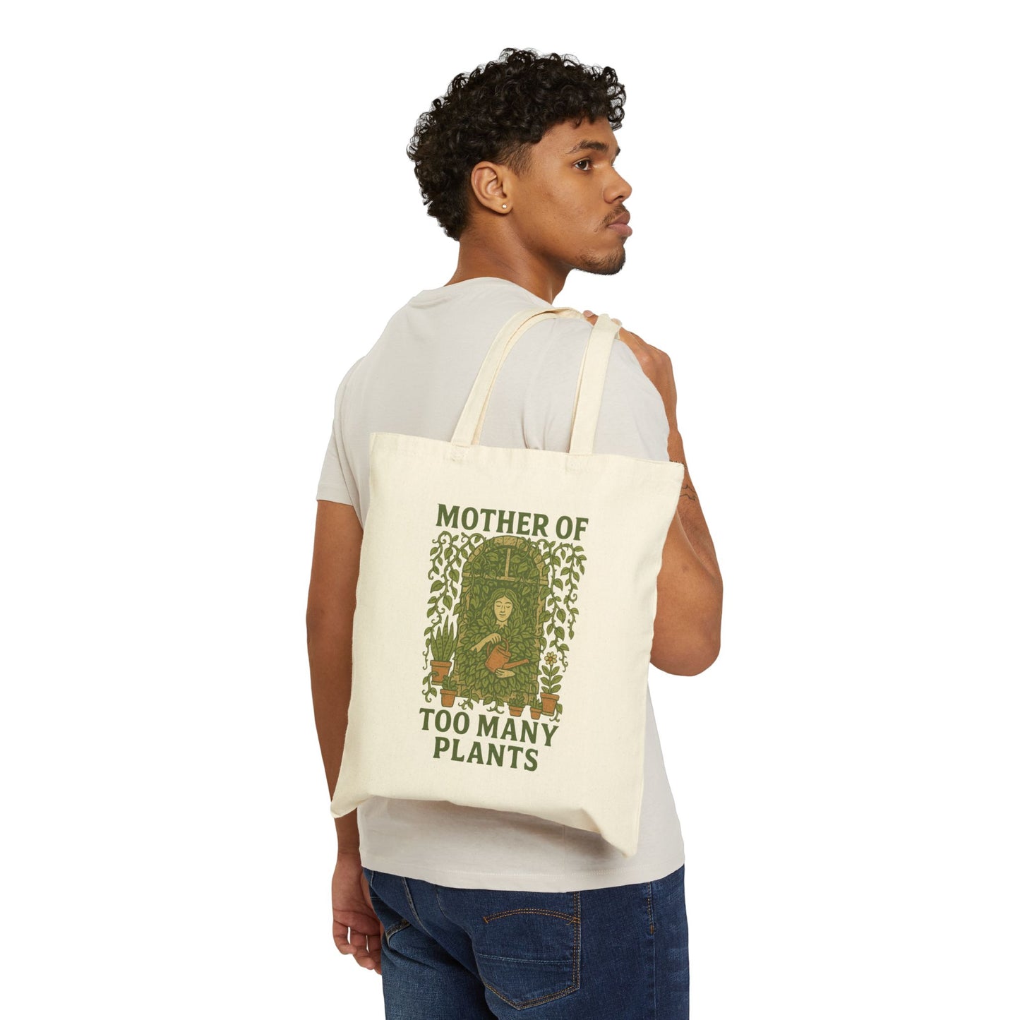Canvas Tote Bag | Mother of Too Many Plants - Eco-Friendly Bag, Gardening Gift, Shopping Tote, Nature Lover