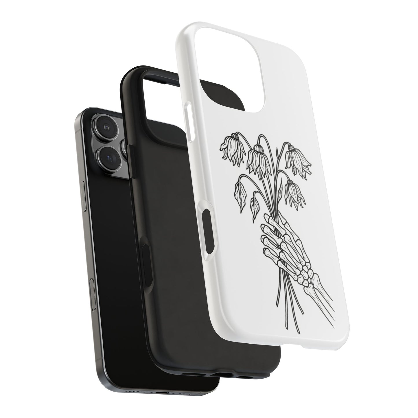 Phone Case | Skeleton Hand, Flower Bouquet - Tough and Stylish, Skeleton Design, Perfect for Grunge Lovers, Unique Gift for Everyday Use