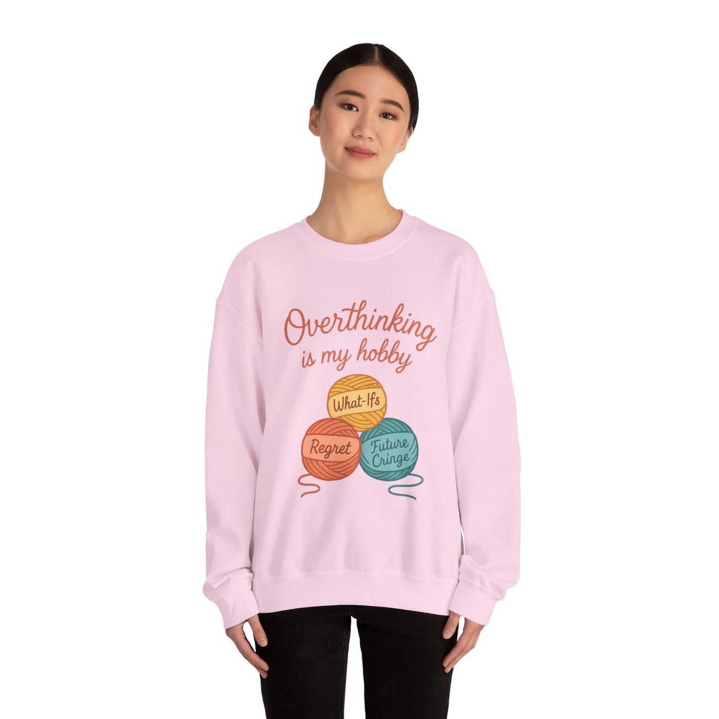Cozy Unisex Crewneck | Overthinking Is My Hobby Sweatshirt - Thoughtful Souls, Ideal Gift for Friends, Self-Care Everyday Wear