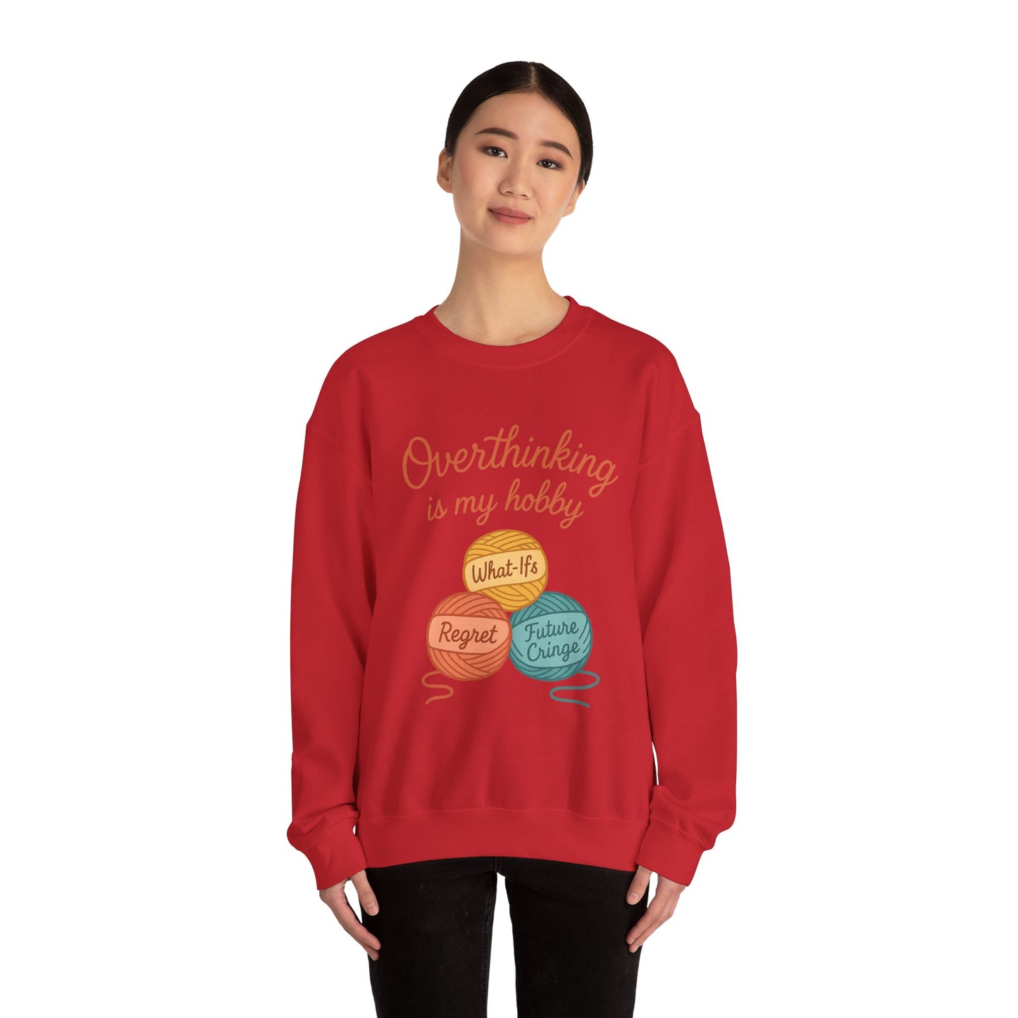 Cozy Unisex Crewneck | Overthinking Is My Hobby Sweatshirt - Thoughtful Souls, Ideal Gift for Friends, Self-Care Everyday Wear