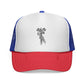 Vintage-Inspired Trucker Cap | Skeleton Hand, Flower Bouquet - Perfect for Outdoor Adventures, Festivals, Country Music Events