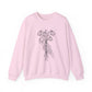 Cozy Unisex Crewneck | Skeleton Hand, Flower Bouquet - Gift for Plant Lovers, Grunge Sweatshirt, Fall Fashion, Casual Outfit