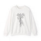 Cozy Unisex Crewneck | Skeleton Hand, Flower Bouquet - Gift for Plant Lovers, Grunge Sweatshirt, Fall Fashion, Casual Outfit