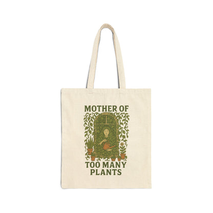 Canvas Tote Bag | Mother of Too Many Plants - Eco-Friendly Bag, Gardening Gift, Shopping Tote, Nature Lover