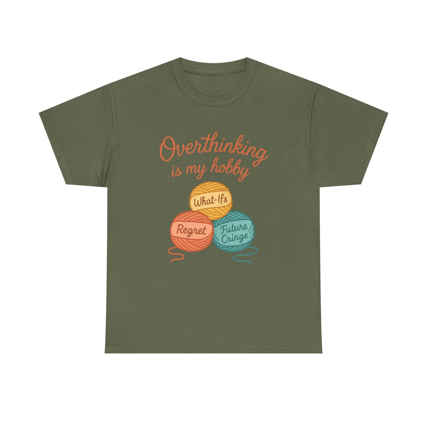 Unisex Heavy Cotton Tee | Overthinking is My Hobby - Perfect for Introverts, Gift for Anxiety Relief, Casual Wear, Stress Management