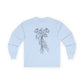 Unisex Ultra Cotton Long Sleeve Tee | Skeleton Hand, Flower Bouquet - Casual Summer Top, Gift, Streetwear Fashion, Unique Graphic Shirt