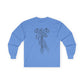 Unisex Ultra Cotton Long Sleeve Tee | Skeleton Hand, Flower Bouquet - Casual Summer Top, Gift, Streetwear Fashion, Unique Graphic Shirt