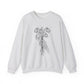 Cozy Unisex Crewneck | Skeleton Hand, Flower Bouquet - Gift for Plant Lovers, Grunge Sweatshirt, Fall Fashion, Casual Outfit