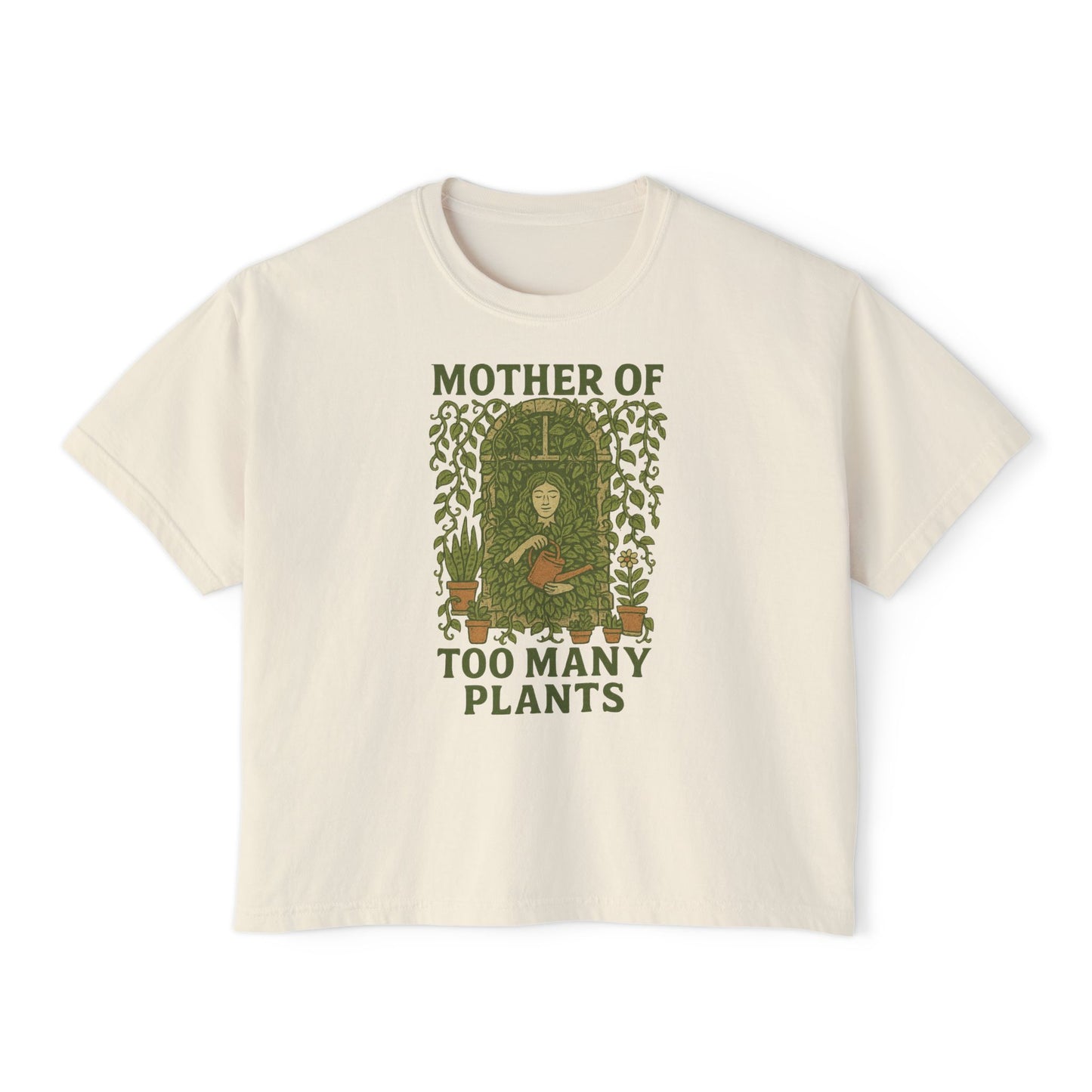 Women's Boxy Tee | Mother of Too Many Plants - Plant Lover Gift, Gardening Shirt, Eco-Friendly T-Shirt