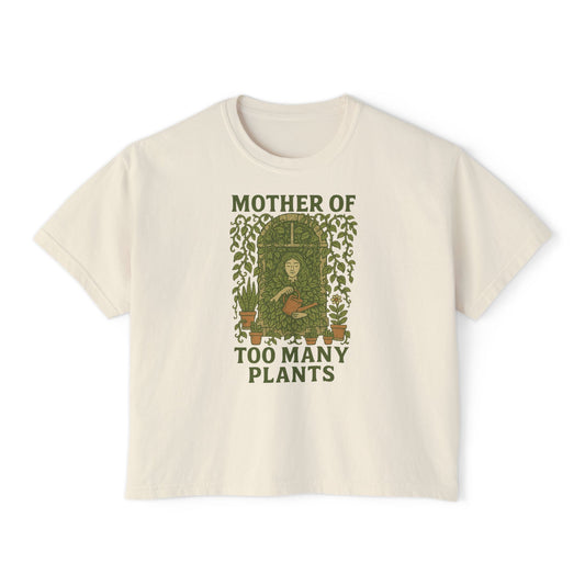 Women's Boxy Tee | Mother of Too Many Plants - Plant Lover Gift, Gardening Shirt, Eco-Friendly T-Shirt