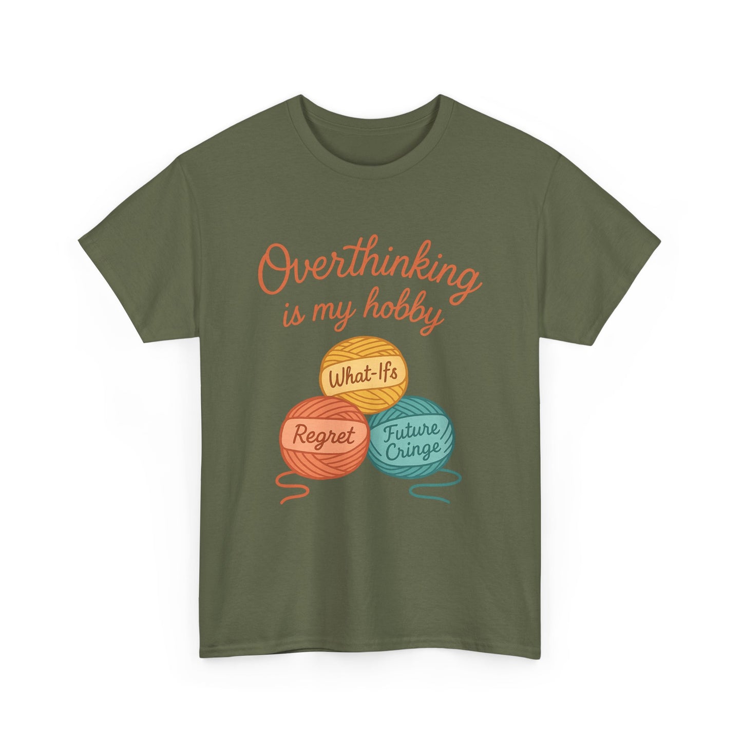 Unisex Heavy Cotton Tee | Overthinking is My Hobby - Perfect for Introverts, Gift for Anxiety Relief, Casual Wear, Stress Management