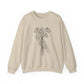Cozy Unisex Crewneck | Skeleton Hand, Flower Bouquet - Gift for Plant Lovers, Grunge Sweatshirt, Fall Fashion, Casual Outfit